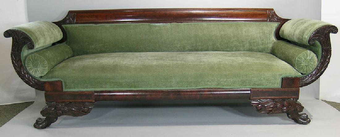 American Empire Carved Sofa, mahogany, cornucopia (1 of 3)