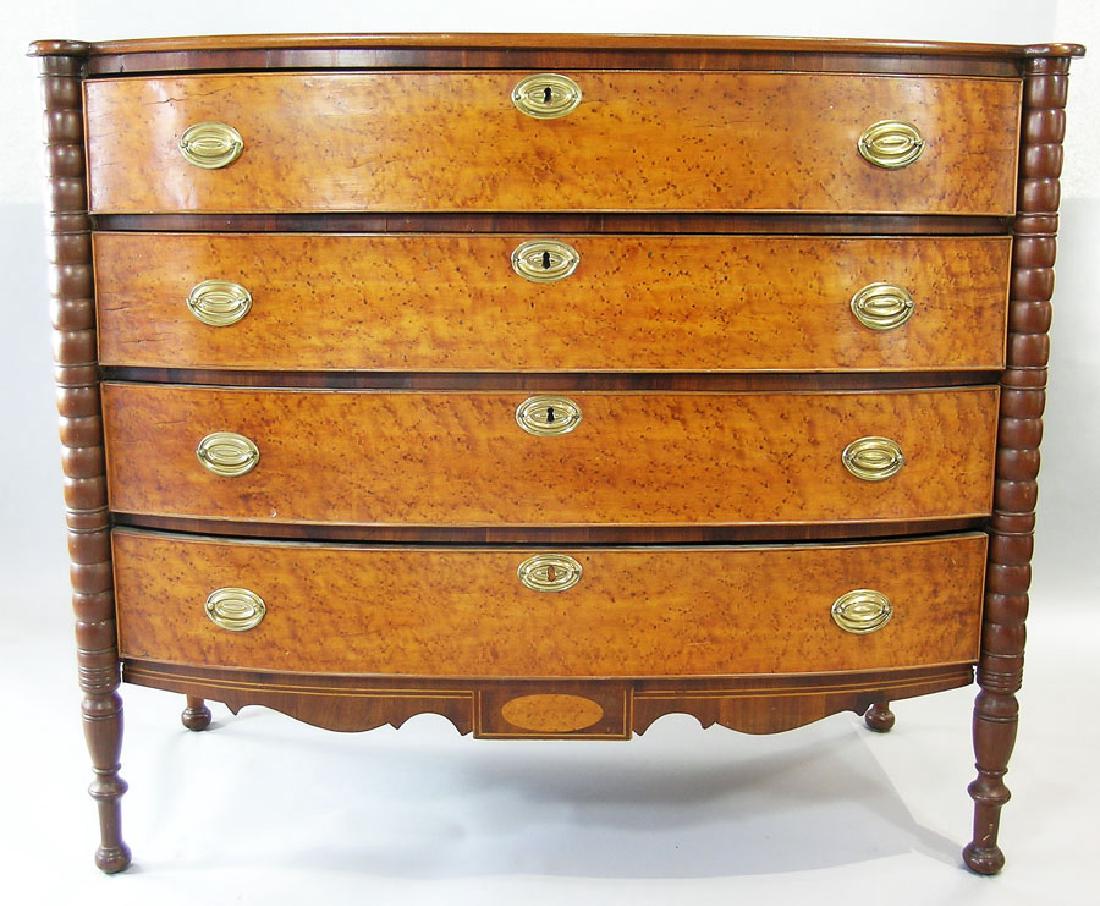 American Sheraton Bow front Four-Drawer Chest, mahogany (1 of 1)