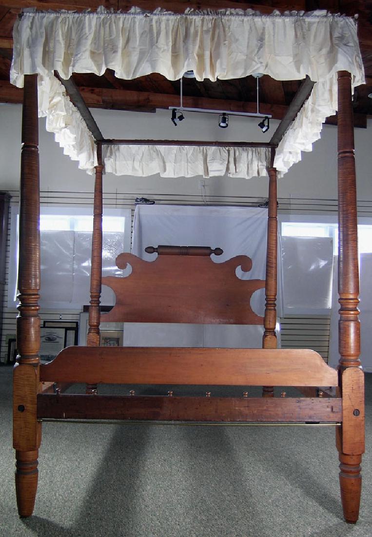 American Sheraton Canopy Bed, tiger maple posts with (1 of 2)