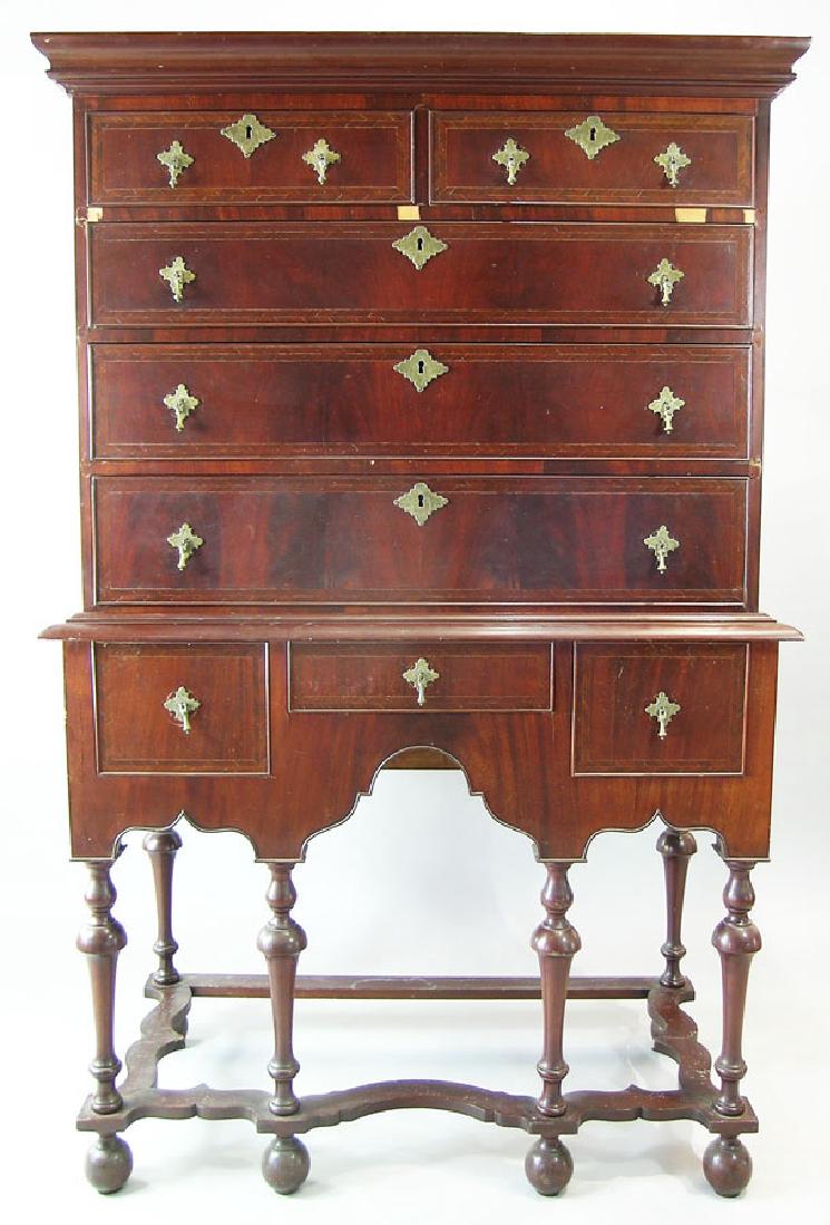 William and Mary Highboy, mahogany veneer, in two (1 of 1)