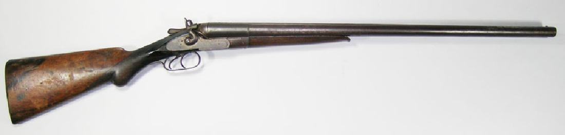 H. Pieper Side by Side Double Hammer Shotgun: H. Pieper Side by Side Double Hammer Shotgun black powder shells only, 26" barrels. Condition: Overall oxidation with minor pitting.