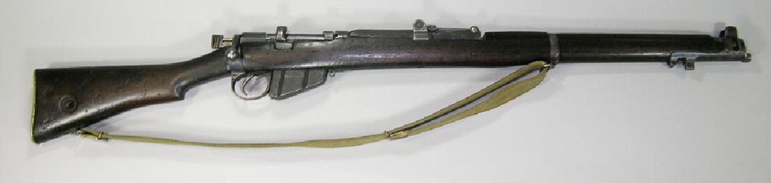 Enfield No.1 MK3 Rifle: Enfield No.1 MK3 Rifle bolt action, .303 British cal., SN-6953, Mannlicher stock, 25" barrel, with canvas sling, post front site and ramp rear sight, and a bayonet bearing the marks Wilkinson Pall Mal