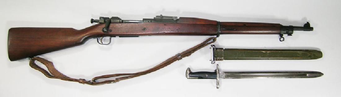 U.S. Springfield Model 1903 Rifle: U.S. Springfield Model 1903 Rifle bolt action, .30-06 cal., SN-748171, 24" barrel, post front sight and folding ladder rear sights, with leather sling, inspectors cartouche on stock, cleaning kit and