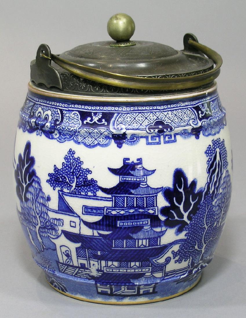 Antique Blue Willow Biscuit Jar