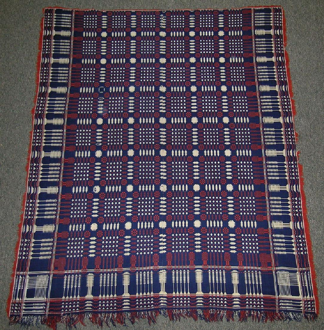 19th C. American Jacquard Coverlet (1 of 2)