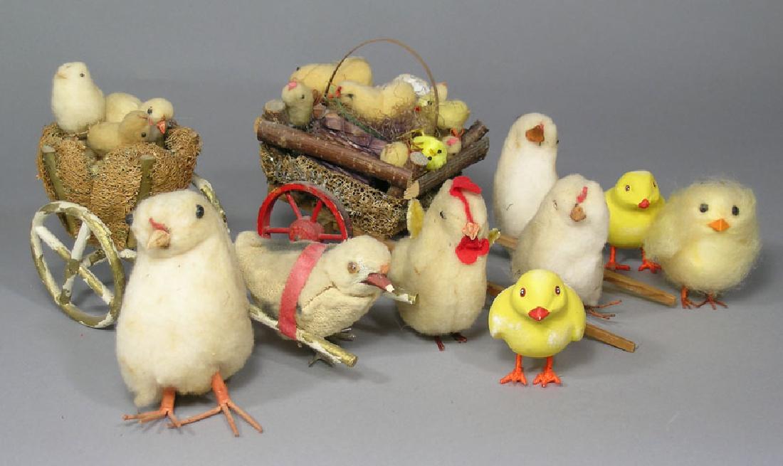Two Vintage Pull Carts with Miniature Chicks (1 of 1)