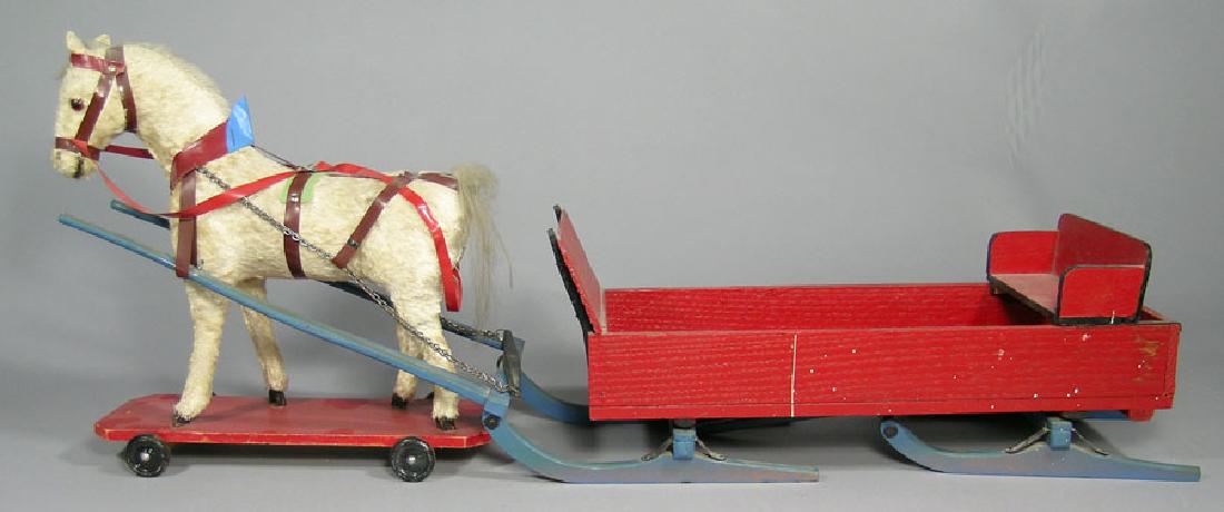Vintage Horse and Farm Sleigh Pull Toy (1 of 1)