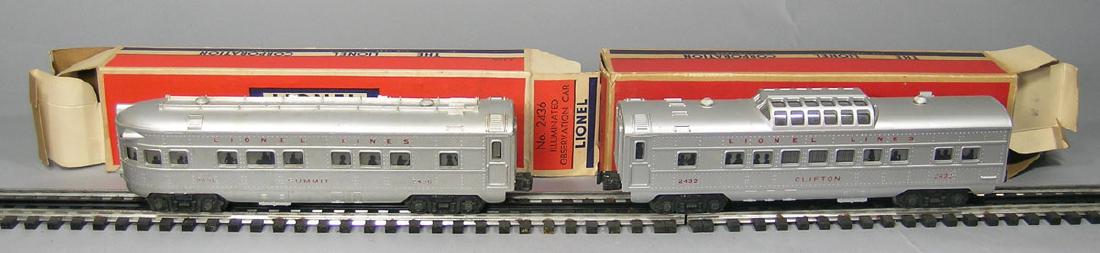 Two Lionel Passenger Cars with Red Lettering: with boxes, circa 1950's