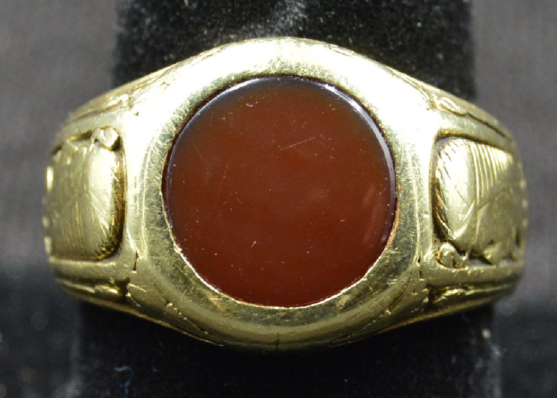 14k Yellow Gold with Egyptian Motif Mans Ring (1 of 3)
