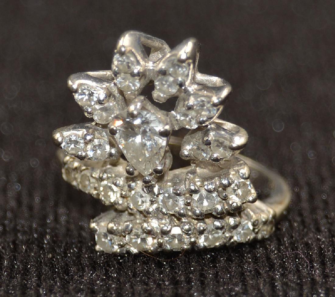 14k White Gold and Diamond Cluster Leaf Form Ladies (1 of 1)