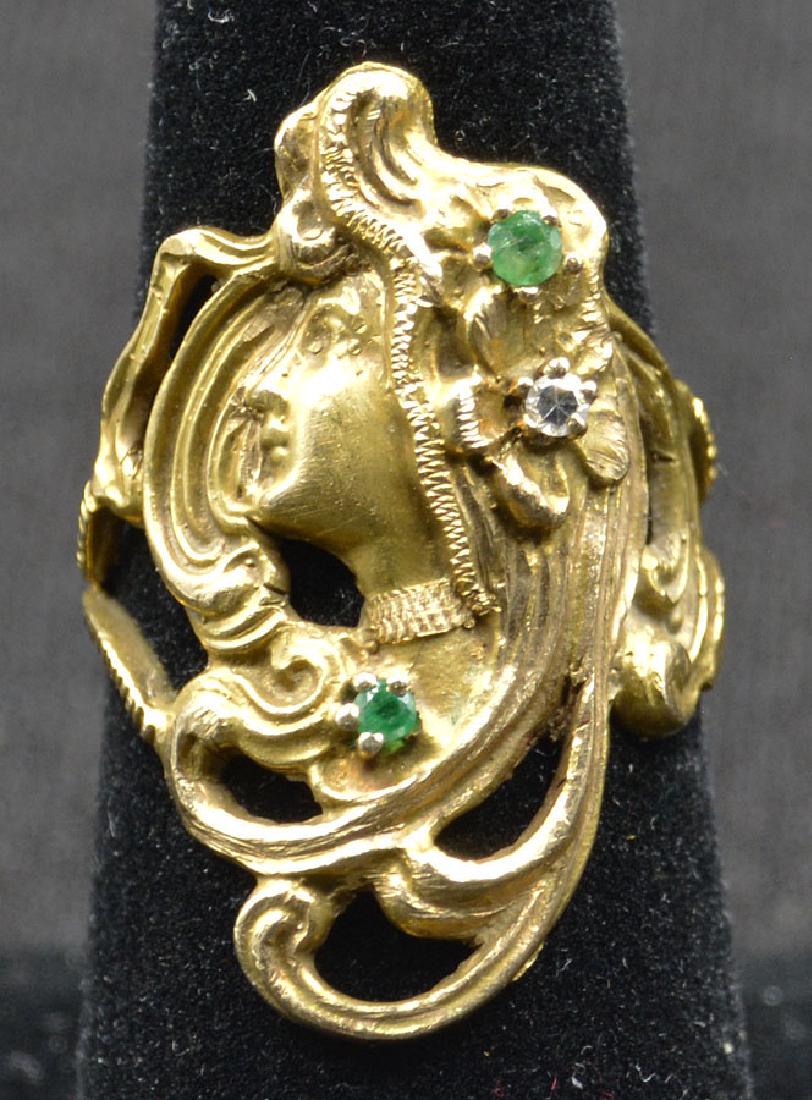 Antique 14k Yellow Gold Art Nouveau Figural Ladies Ring (1 of 1)