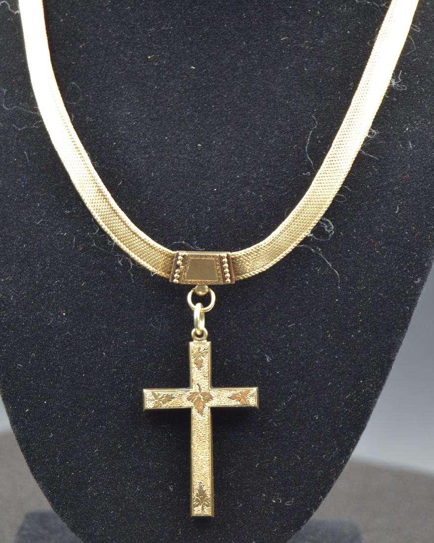A Beautiful Antique 18k Yellow Gold Cross on a 10k (1 of 1)
