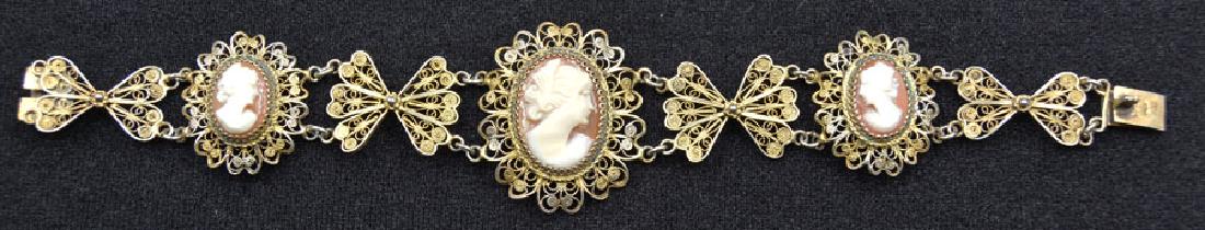 Vintage 800 Silver Filigree Cameo Bracelet (1 of 1)