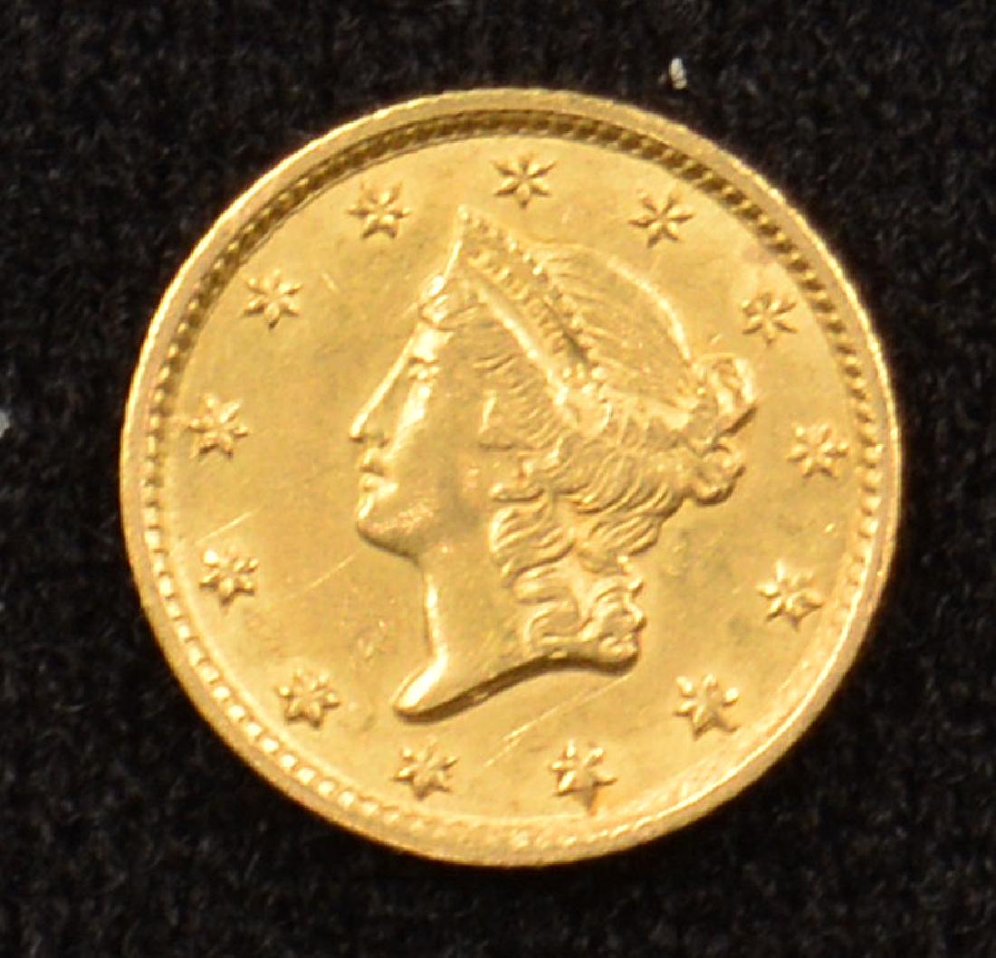 1854 Liberty Head $1 Gold Coin: Type 1; approx. 1.71g
