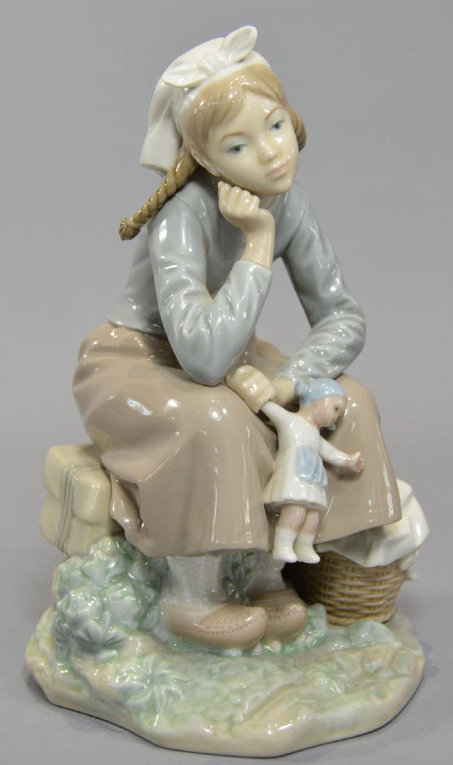 Lladro Girl With Doll Figurine #1211: 9" high, 5 1/2" base