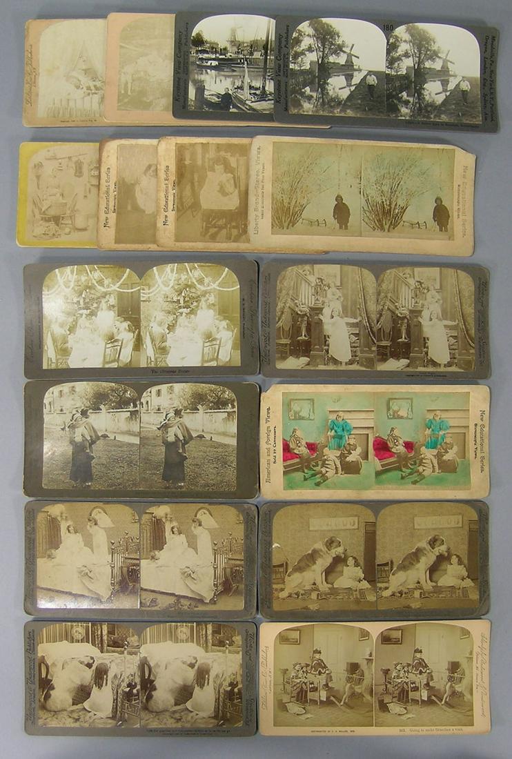 Sixteen Stereoview Cards Related to Children: various makers