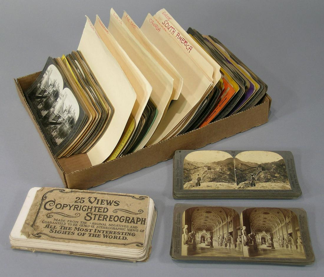 154 Stereoview Cards Related to Foreign Countries: a few in color, views related to the British Isles, Middle East, Palestine, Africa, Far East, Canada, Caribbean, Central America, South America and Europe, various makers