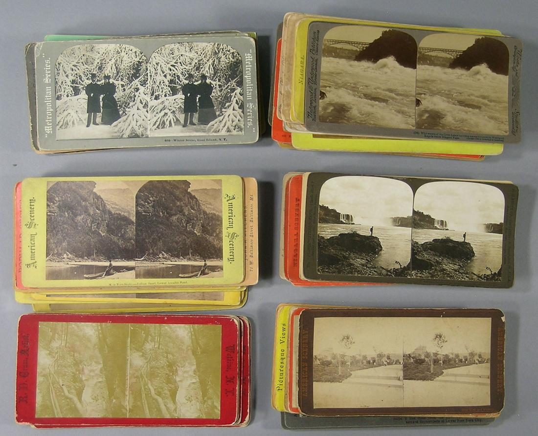 Eighty-Eight Stereoview Cards Related to the State of: including New York City, Ausable Chasm, Watkins Glen and Niagara Falls, various Makers