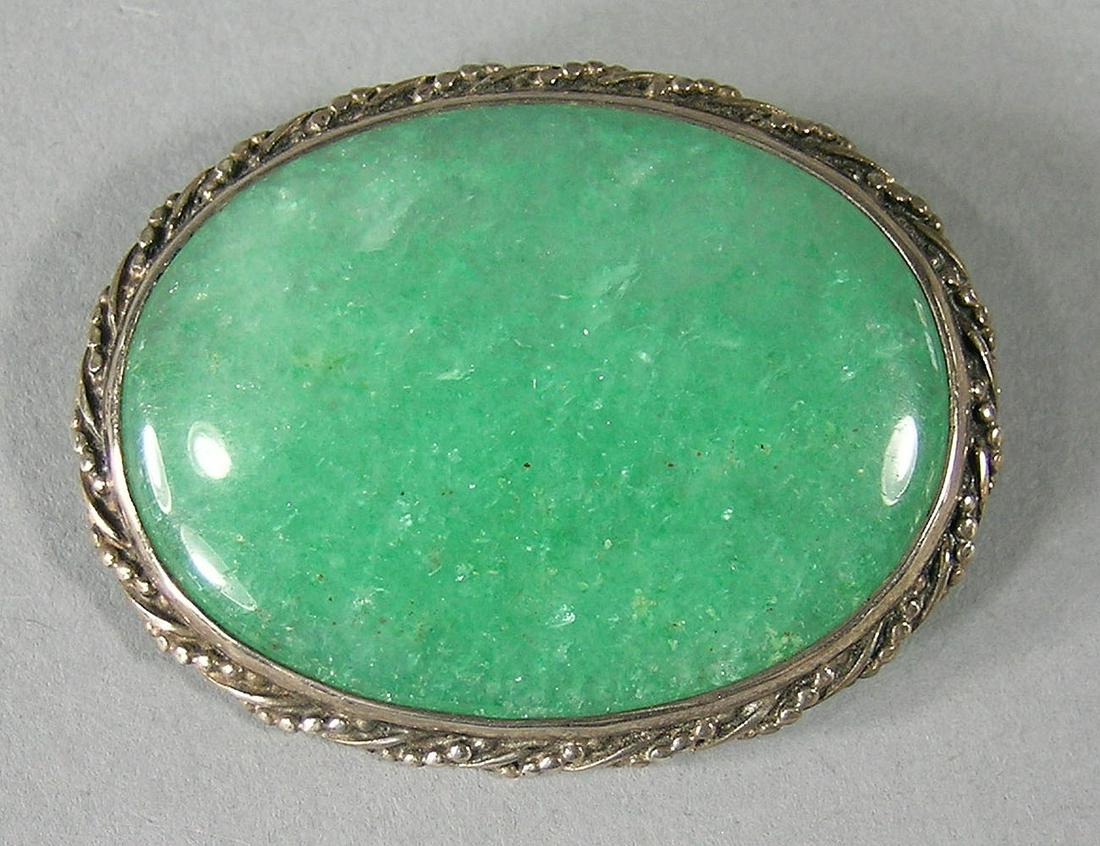 Scottish Sterling Silver and Quartz Brooch: bearing the touchmarks for Glasgow 1909, 1 3/8" x 1 3/4"
