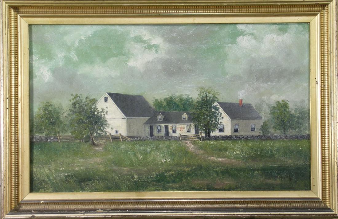 William Henry Coffin, (American, 1812-1898): oil on canvas, depicting a summer farm landscape, 12 1/4" x 20", signed W.H. Coffin and dated 94 lower right, in an of the period frame, frame size 15 3/4" x 23 1/2"