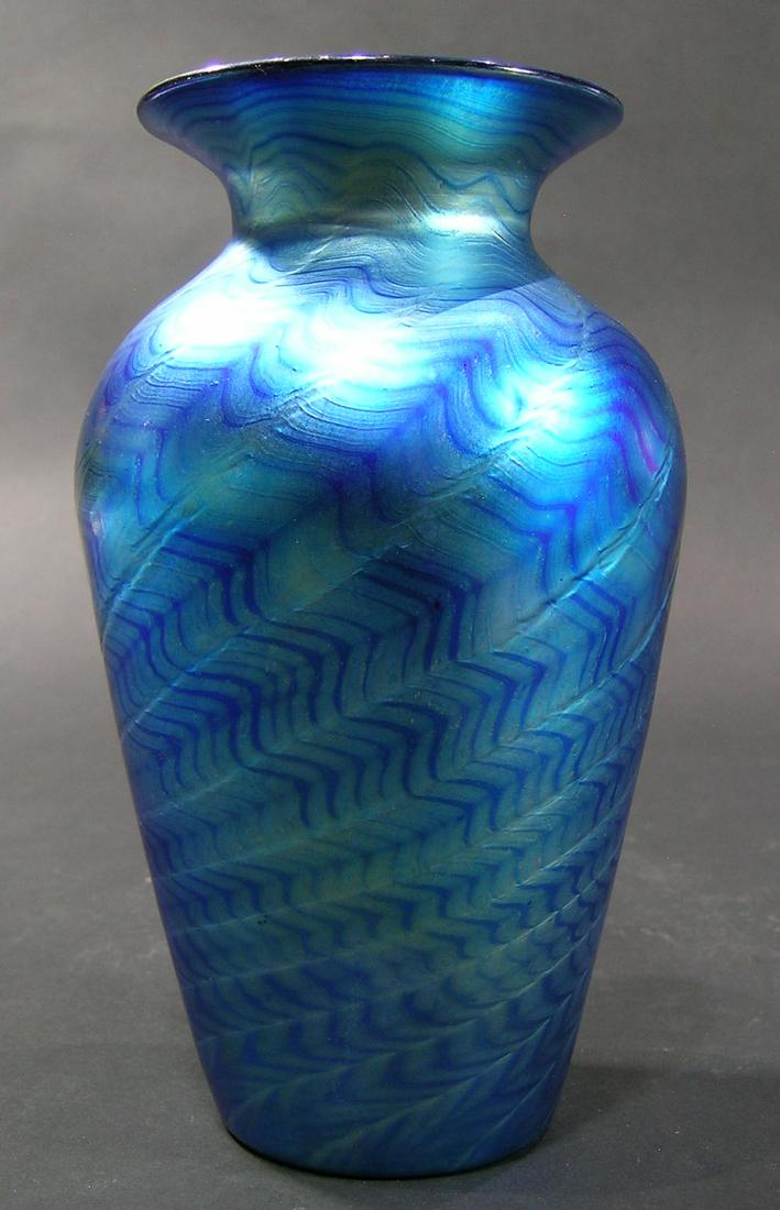LUNDBERG STUDIOS ART GLASS VASE: Oceana, having the mark J14 and II, dated 5/7/00, 7 3/8" high