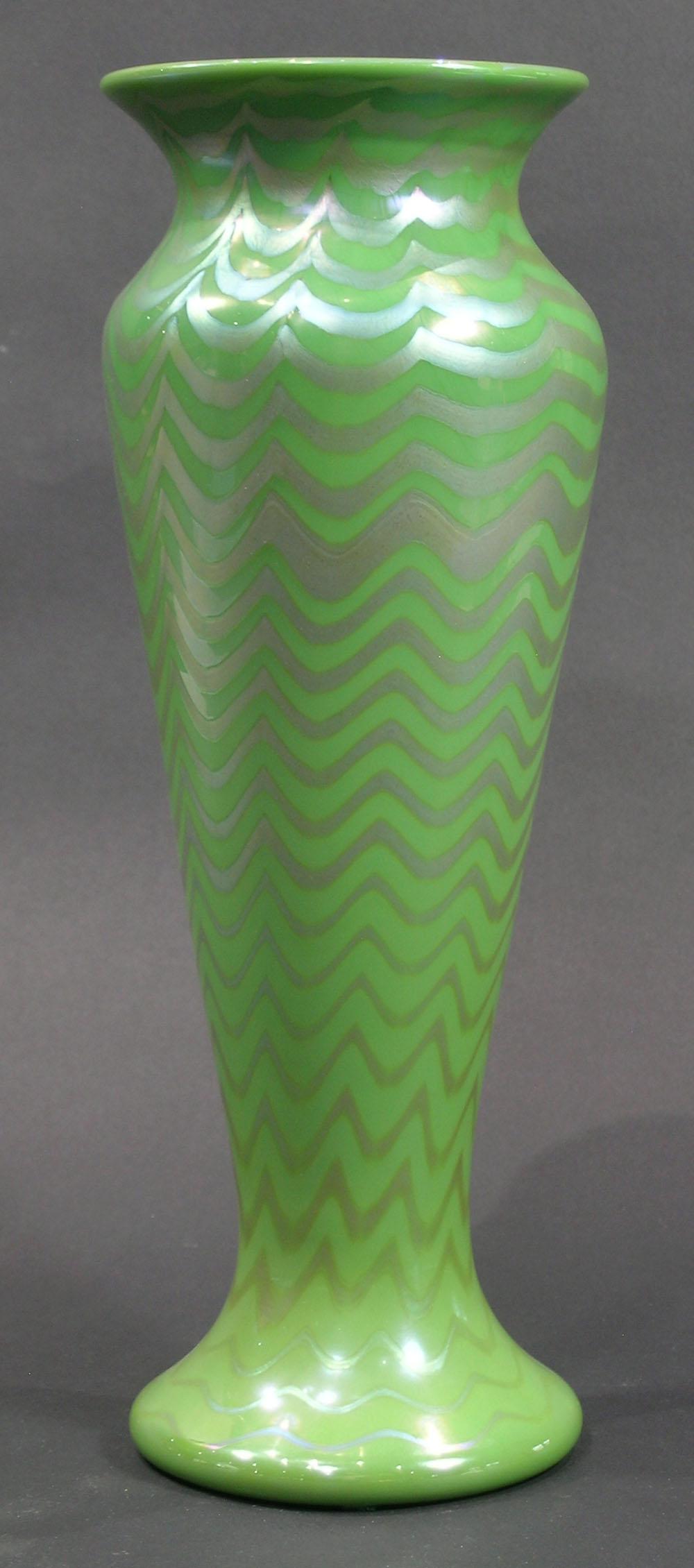 LUNDBERG STUDIOS ART GLASS VASE: signed L.S., having the mark Y9 and dated 9/26/95, 13 1/4" high.