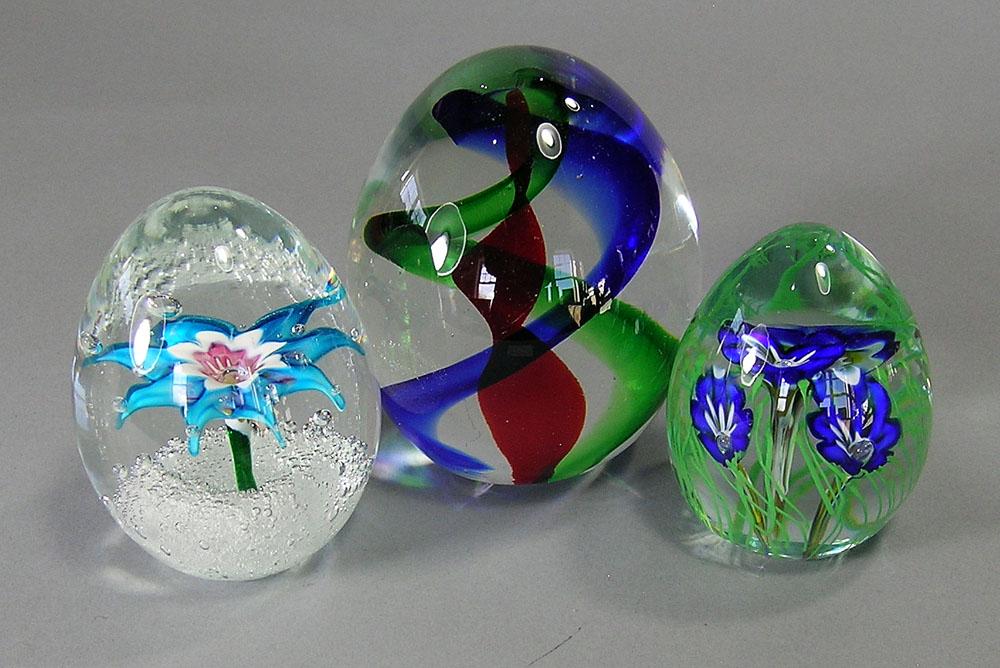 THREE ART GLASS PAPERWEIGHTS (1 of 1)