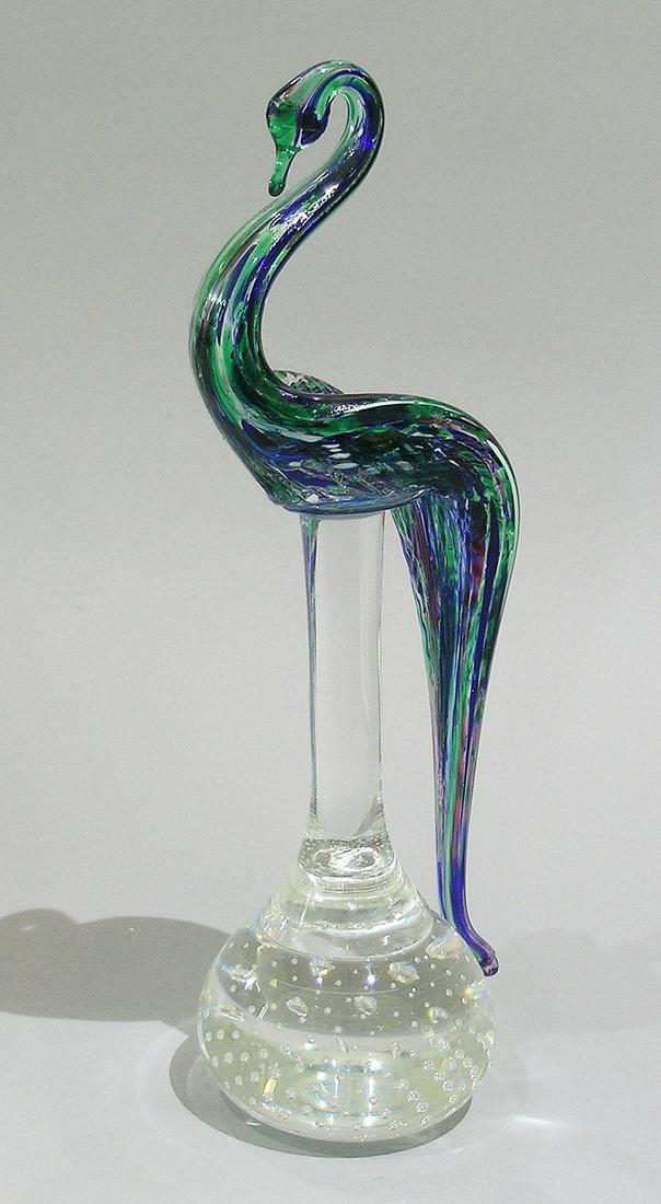 PAIRPOINT ART GLASS SWAN ON A STEM PAPERWEIGHT (1 of 1)