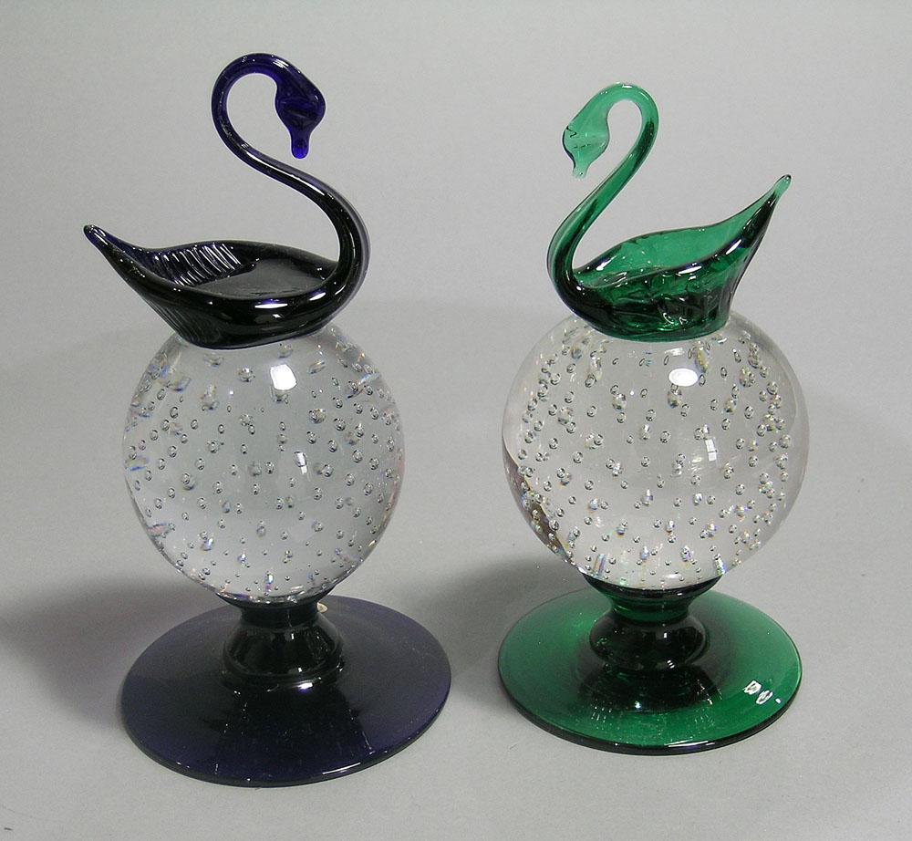 TWO PAIRPOINT ART GLASS PEDESTAL PAPERWEIGHTS WITH (1 of 1)