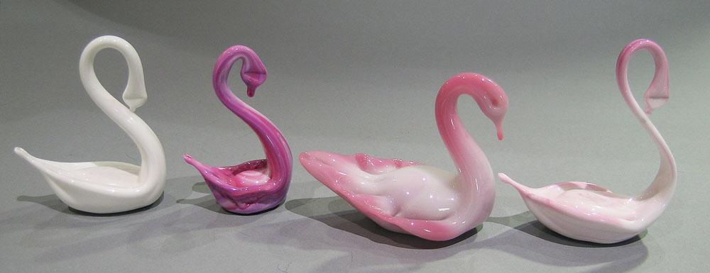 FOUR PAIRPOINT ART GLASS SWANS (1 of 1)