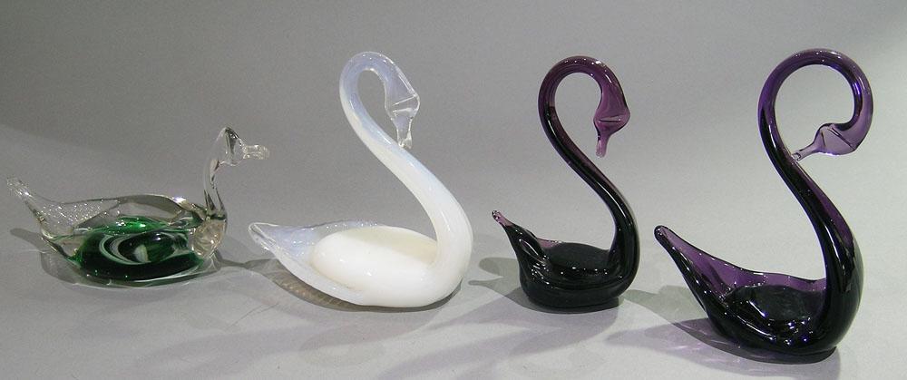 FOUR PAIRPOINT ART GLASS SWANS (1 of 1)