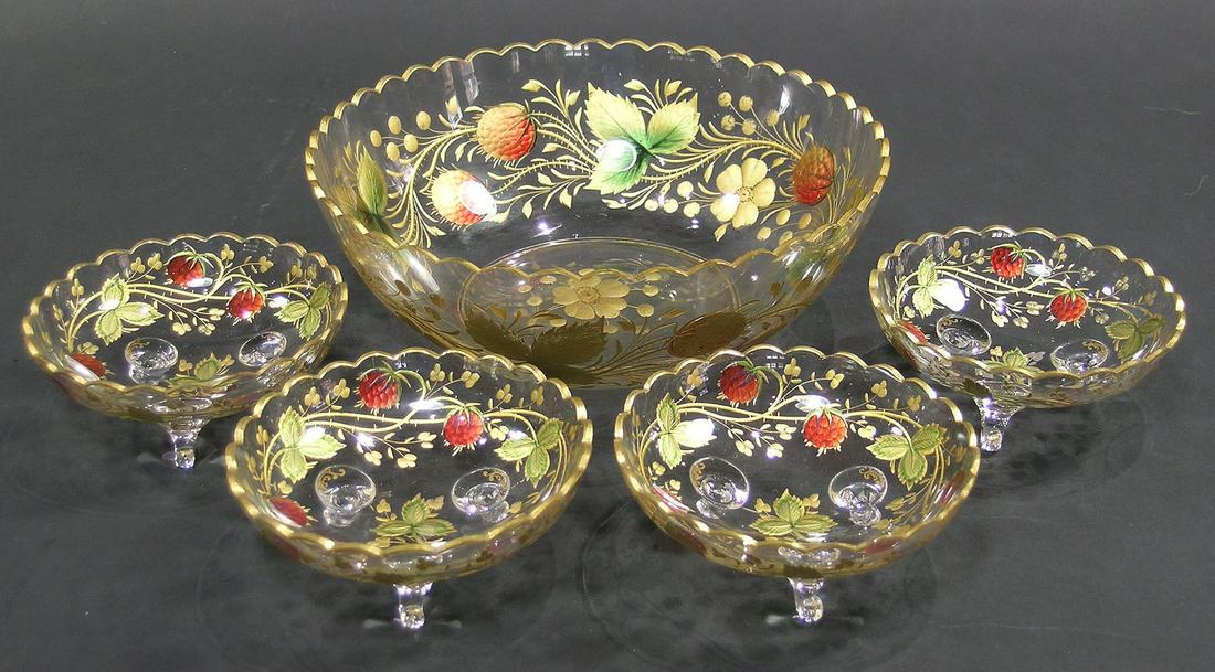FIVE-PIECE MOSER GLASS FRUIT SET (1 of 1)