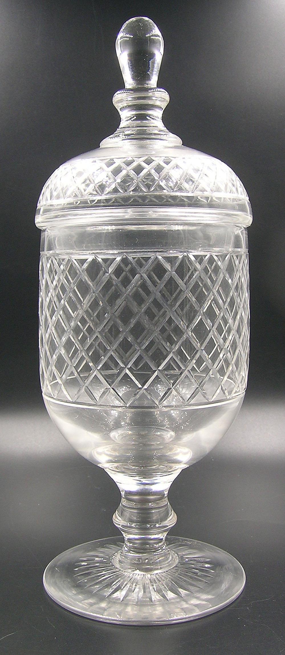 PAIRPOINT ETCHED GLASS FOOTED COVERED URN (1 of 1)