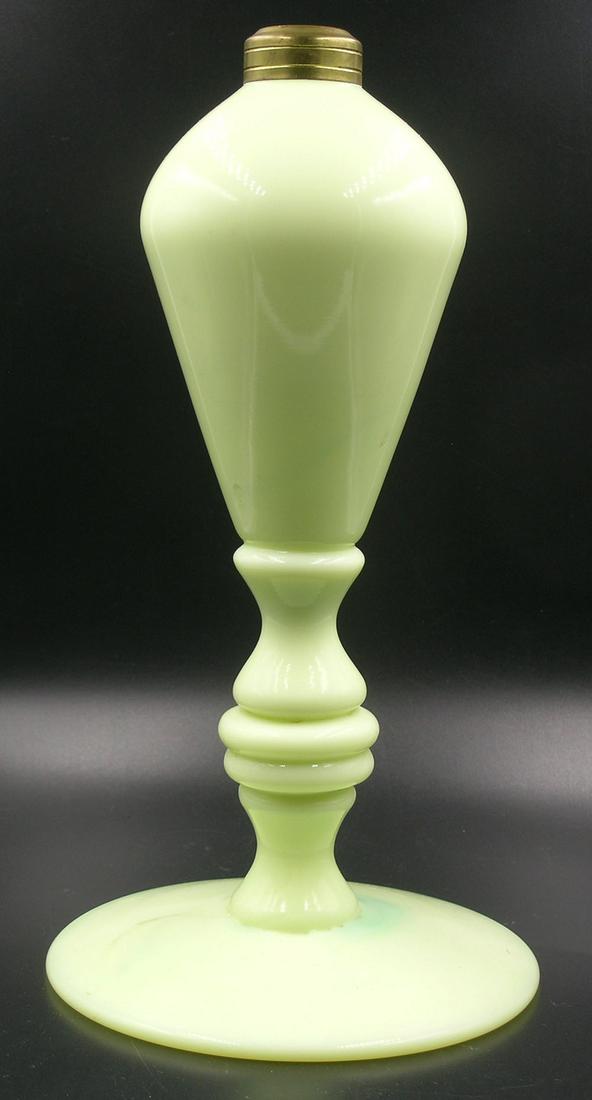 CUSTARD GLASS OIL LAMP BASE: possibly Pairpoint, base is 6" dia., 11 1/2" high