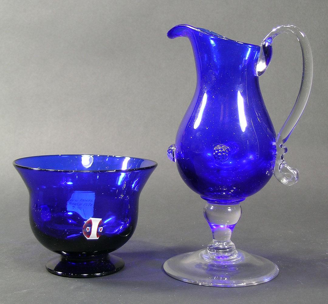 TWO PAIRPOINT COBALT GLASS TABLE ARTICLES (1 of 1)