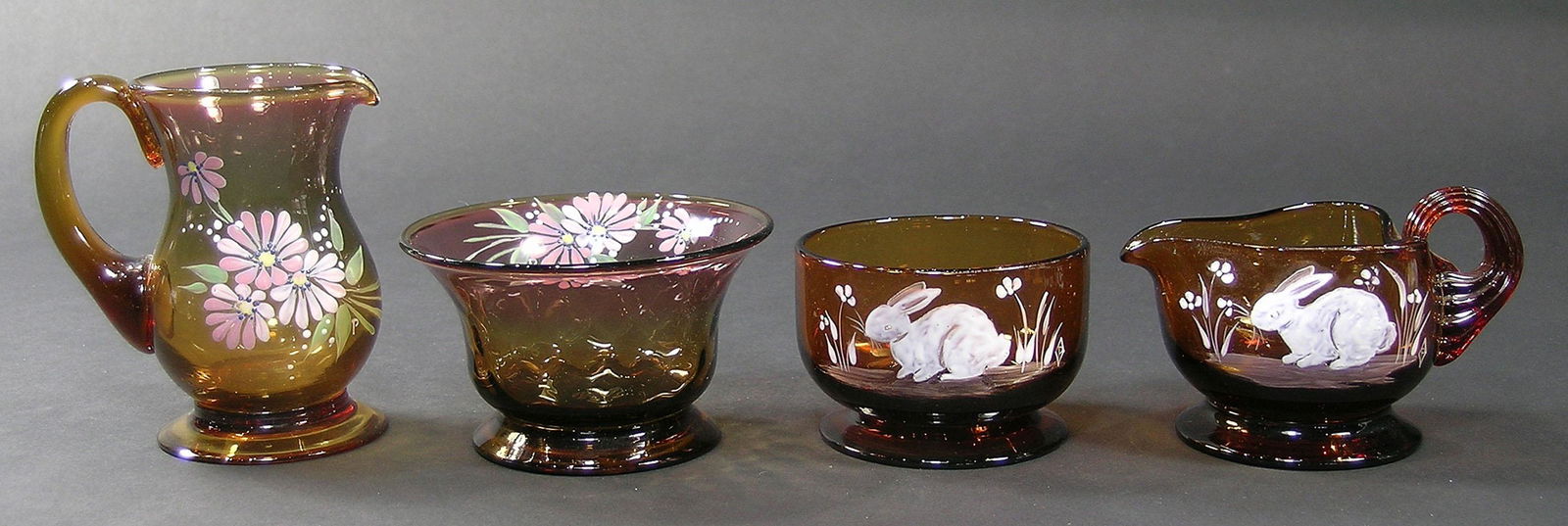 TWO SETS PAIRPOINT GLASS SUGAR BOWLS AND CREAMERS (1 of 1)