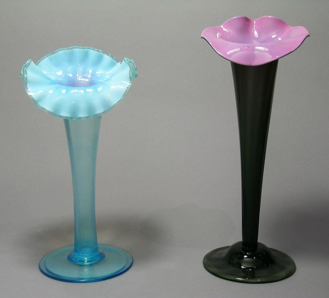 TWO ART GLASS JACK-IN-THE-PULPIT VASES (1 of 1)