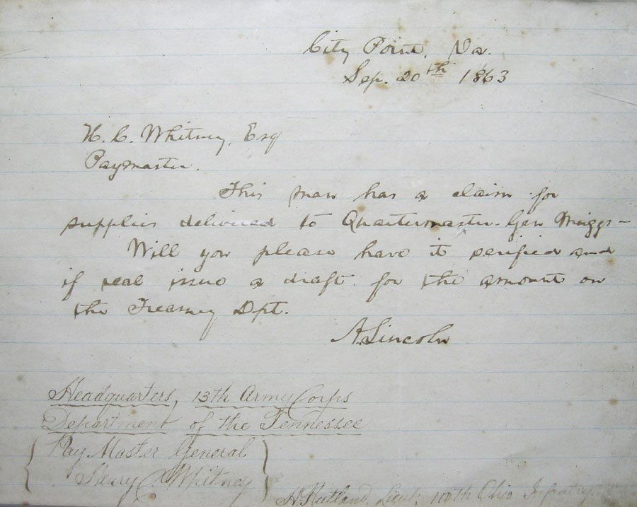 Joseph Cosey Forged Abraham Lincoln Document, on white (1 of 1)