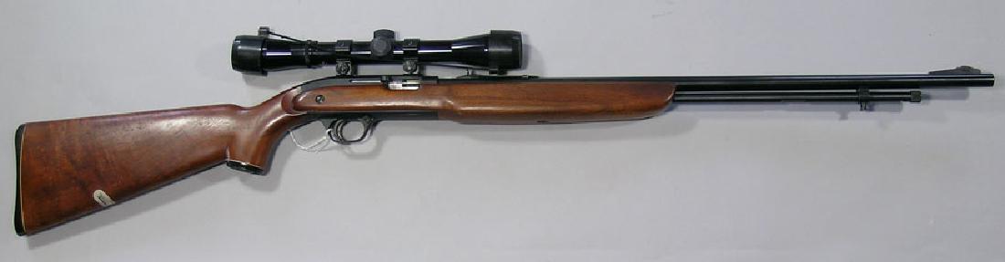 J.C. Higgins Model 31 Rifle: SN 2552429, Model 31, .22 cal. semi-automatic, walnut stock with retracting sling, Bushnell Sportview scope 4x32, also has the original J.C. Higgins scope. FFL transferred required.
