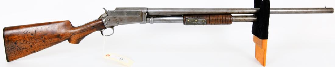 1898 Marlin 12 Ga Shotgun EARLY 4 digit serial: Here we have a very unique and Old Marlin Model 1898 Shotgun in 12 Gauge. This shotgun shows its age and would make a great conversation piece or a very cool wall hanger. The stock is carved with a fo
