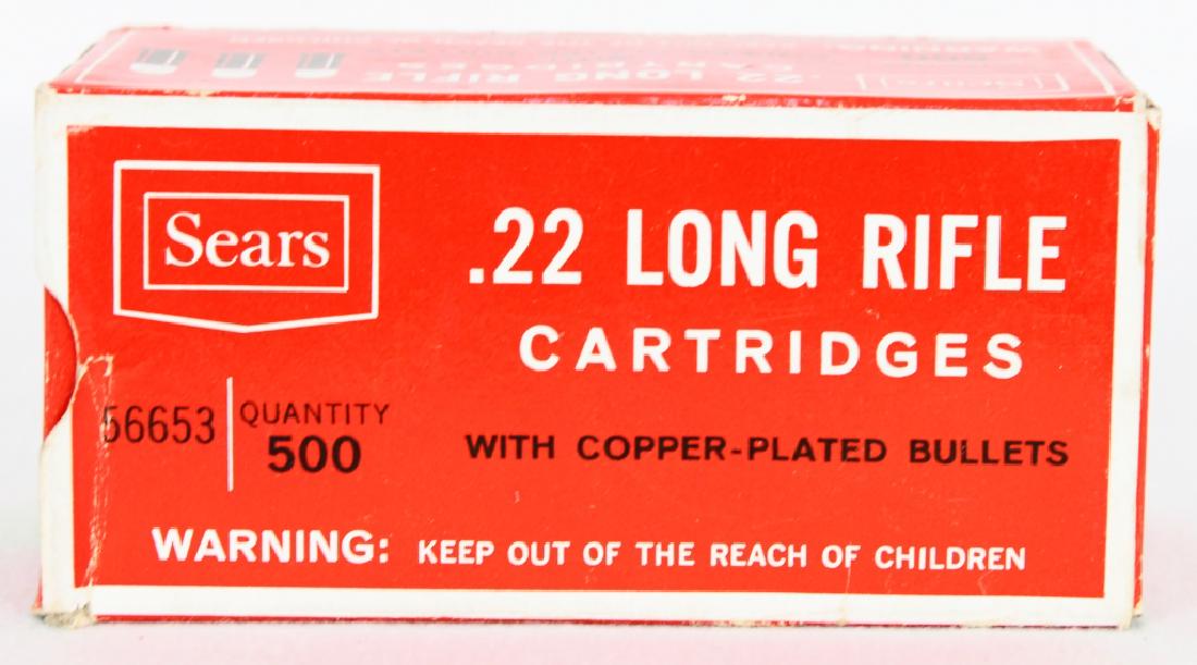 500 rds .22 LR Sears ammunition: Up for auction is 500 rounds of .22 LR Sears copper plated bullets which carry high velocity and greater pressure.