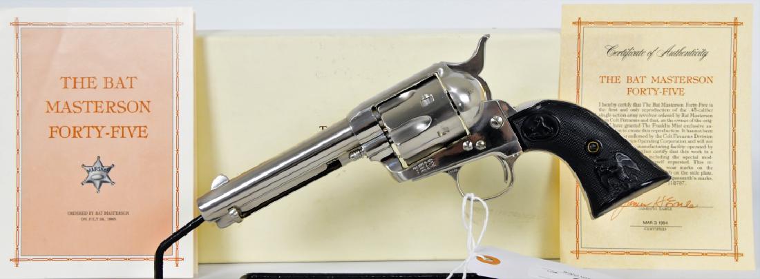 Franklin Mint Bat Masterson Forty-Five Saa Replica: Franklin Mint Bat Masterson Forty-Five Saa Replicar Revolver that comes with the original box and COA and pamphlet from Franklin Mint. Awesome replica in super nice condition for your bidding pleasure