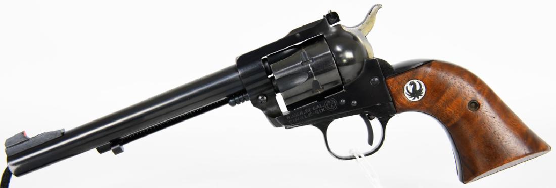 Ruger Old Model Super Single Six .22 Caliber S.A.: Nice pre-owned Ruger Single Six Revolver chambered in .22, all original with wood grips. Serial # 5192XX dates it to 1966. In great condition, fluted cylinder. 3 screw, 6 1/2" BBL