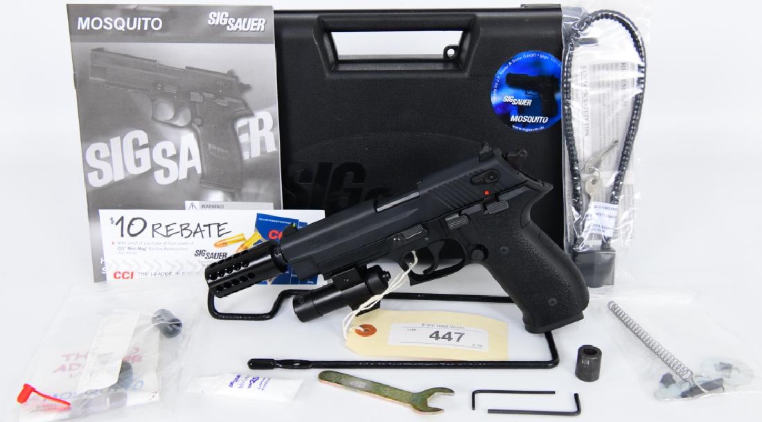 Brand New Sig Sauer Mosquito W/ Extras!: Here we have a cool brand new Sig Sauer Mosquito in the factory hard case, and this one is upgraded and ready to take out for some serious ninja tactical plinking! she comes loaded with a metric threa