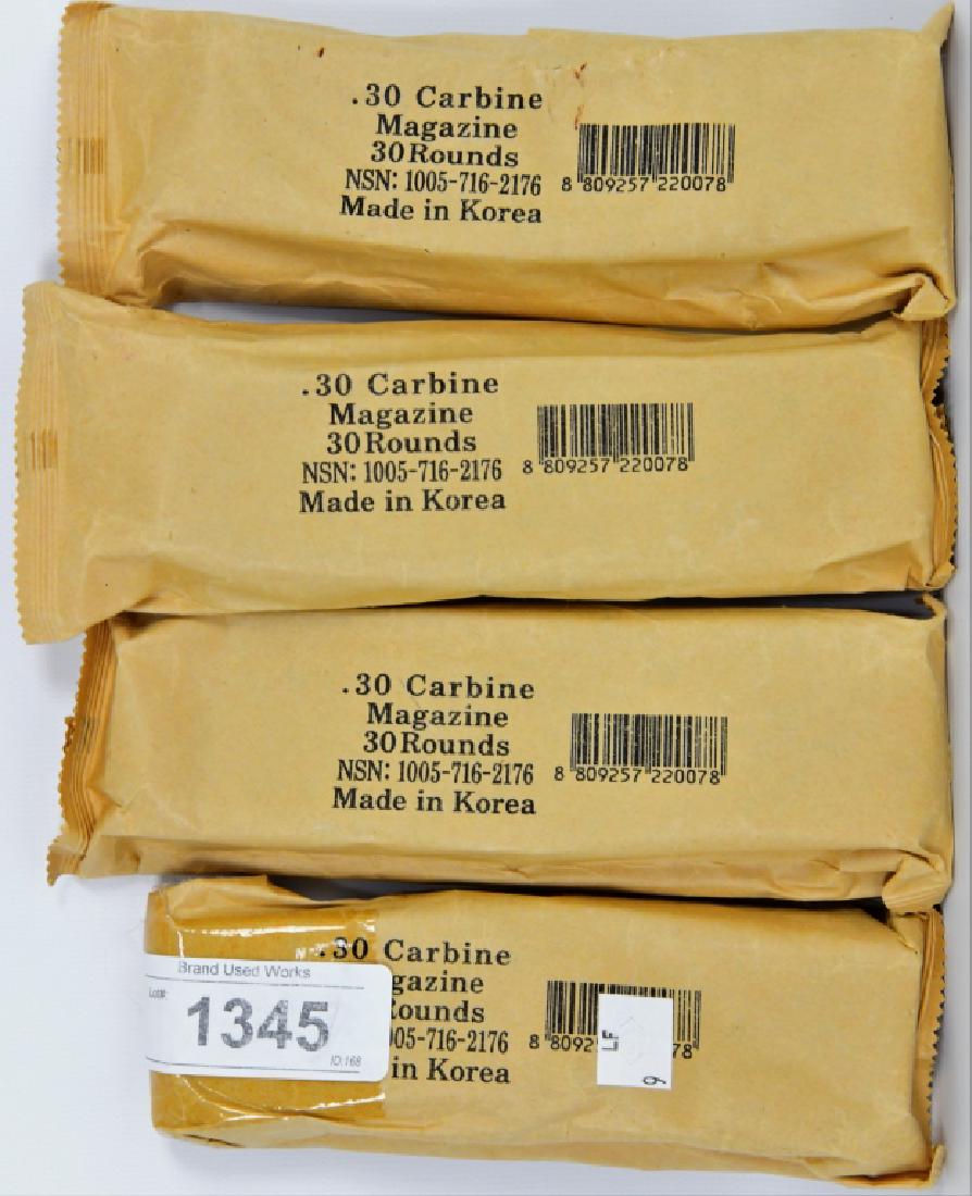 Four M1 Carbine 30 cal 30 rd Mags in Wrapper: this lot contains: Four (4) M1 Carbine 30 cal 30 round magazines in wrapper