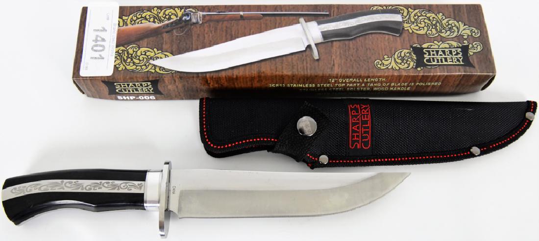 Sharps Cutlery 12" Dagger / Knife with Nylon Sheat: Sharps Cutlery 12 overall length Dagger / Knife Stainless Steel top part and tang of blade is polished, stainless steel bolster, wood handle with 1680D Nylon Sheath #SHP006 Super nice dagger