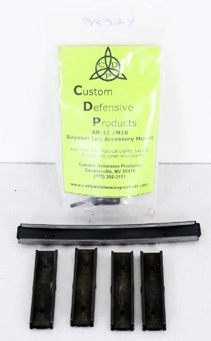 AR-15 /M16 Bayonet Lug Accessory Mount and: misc clips. in this Bayonet Lug accessory mount kit comes rail mount for tactical lights, lasers BiPods and other accessories