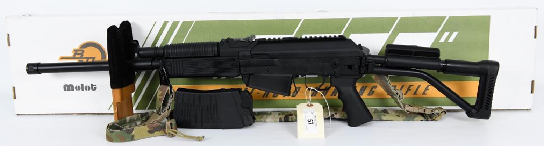 Russian VEPR-12 MOLOT AK Shotgun Skeleton Folder: Yeah baby! Here we have a pristine in the box very lightly fired Russian VEPR-12 MOLOT AK Shotgun chambered in 12 GA, comes with one magazine, Imported by WPA, Threaded barrel, Skeleton Stock. details