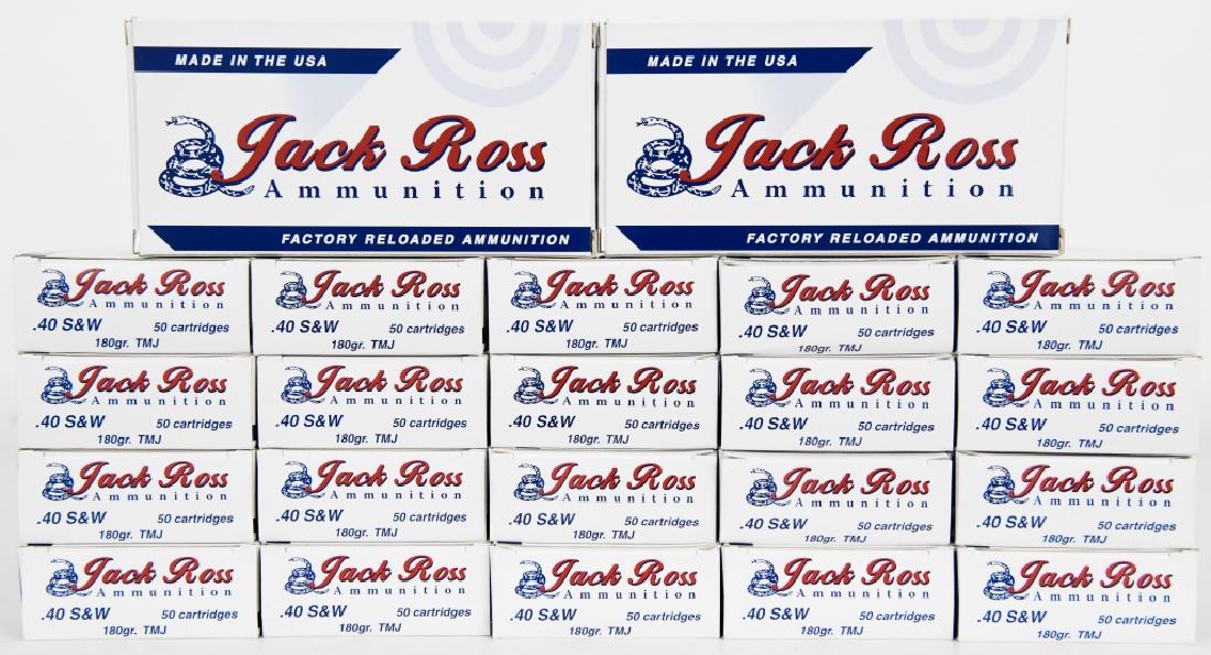 .40 S&W 180 gr FPRN TMJ Reloaded 1000 rds Jack Ros: .40 S&W 180 grain FPRN TMJ Reloaded 20 boxes of 50 rds each box with a total of 1000 rounds of Jack Ross ammunition
