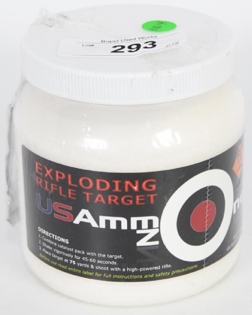 Exploding Rifle Target USAmmz One Sealed: 2.5 pounds - whoop whoop time for the guys to party! 1. combine catalyst pack with the target 2. shake vigorously for 45-60 seconds 3. place target at 75 yds and shoot with high powered rifle
